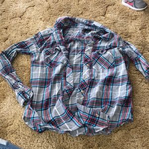 coral, blue, navy, gray, and white flannel.